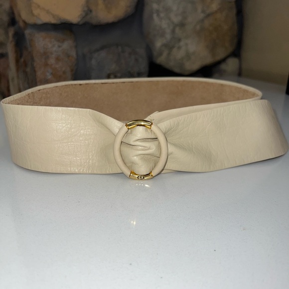 Christian Dior Vintage Leather Belt with Round Buckle Waist Belt Size Small - Picture 2 of 14